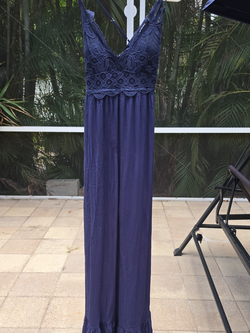 Francesca's Blue Rain Lace Bodice Maxi Dress